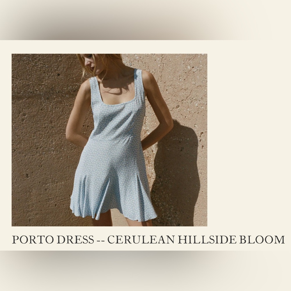 💋SOLD💋✨🪷🩵DÔEN ‘Porto’ Viscose Tank Short Mini Dress Cerulean Hillside Bloom - Picture 15 of 15